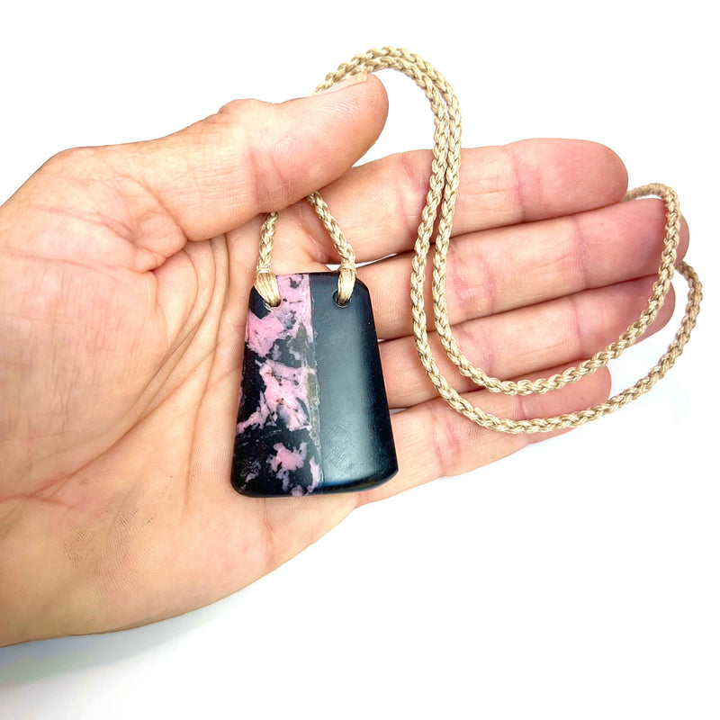 Rhodonite & Obsidian Fusion Breastplate Pendant