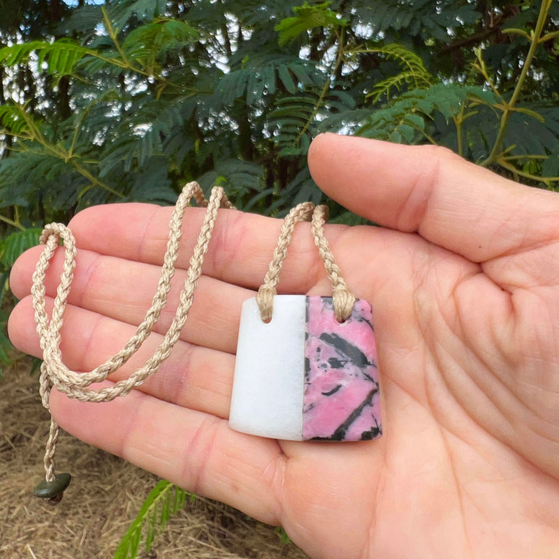 Rhodonite & Quartz Fusion Breastplate Pendant