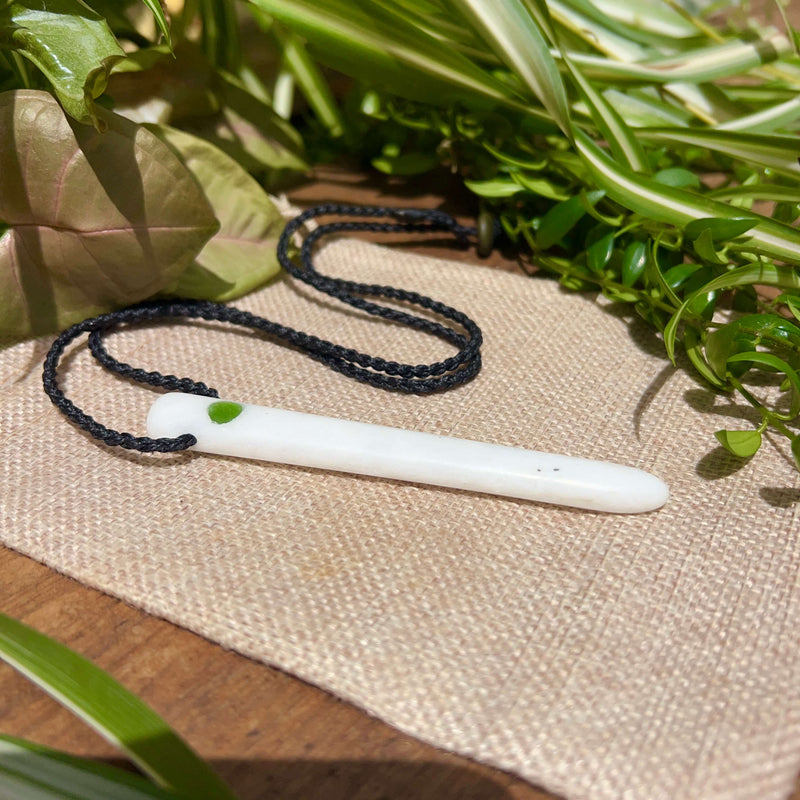 Quartz & Pounamu Droplet Pendant