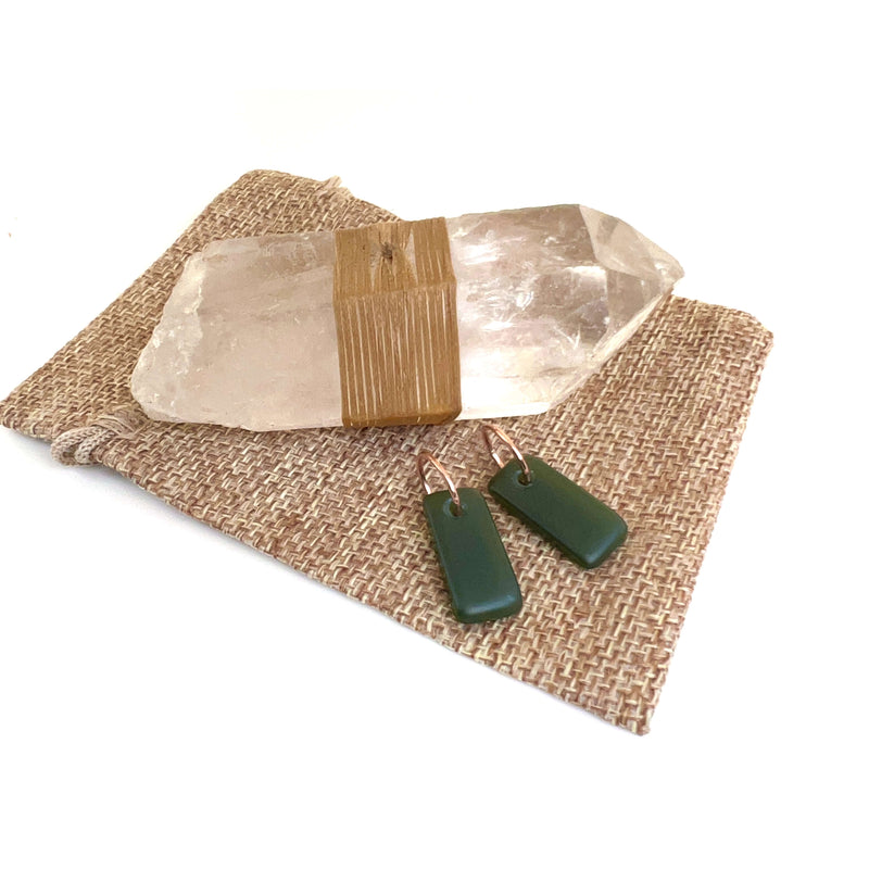 Pounamu & Rose Gold Toki Earrings